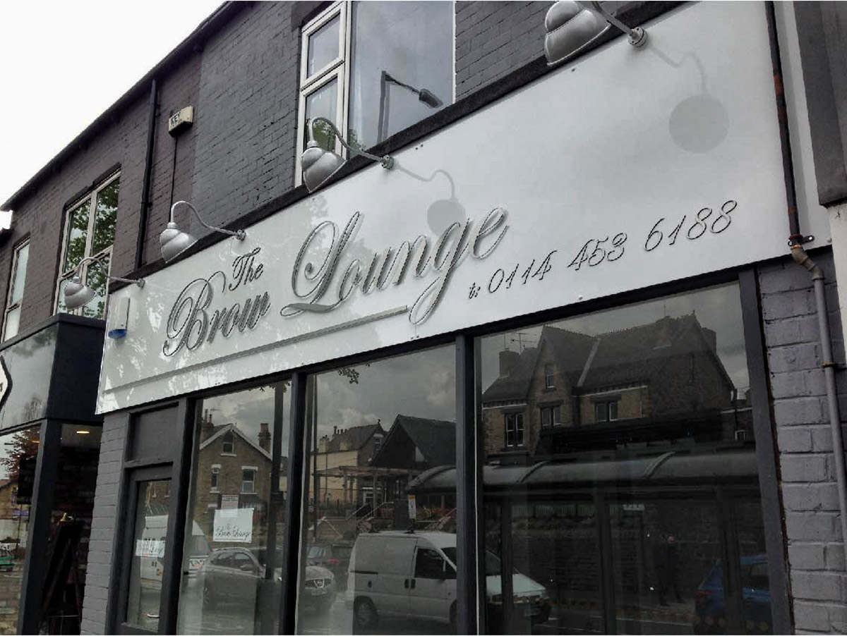 The Brow Lounge business sign Sheffield