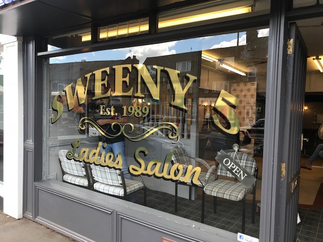 Sweeny 5 hairdresser Sheffield business sign