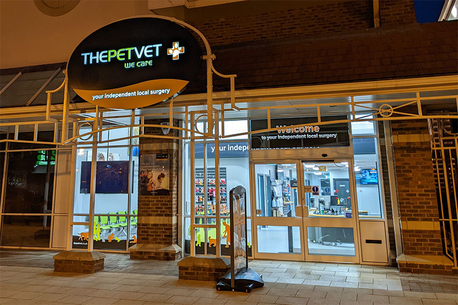 The Pet Vet - shop signage, window graphics, backlit sign - full design, production and installation
