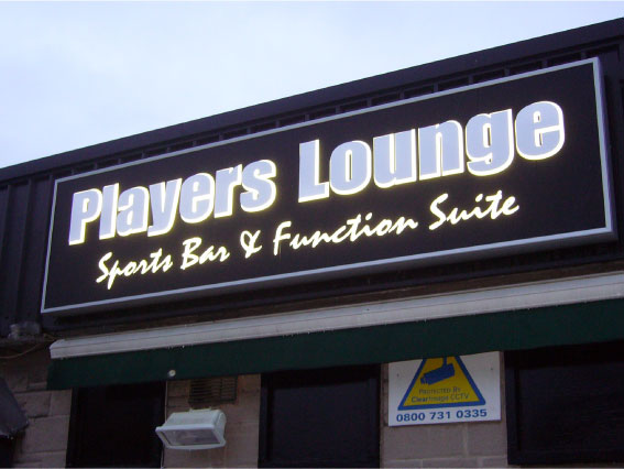 Players Lounge suite front Lightbox Sign