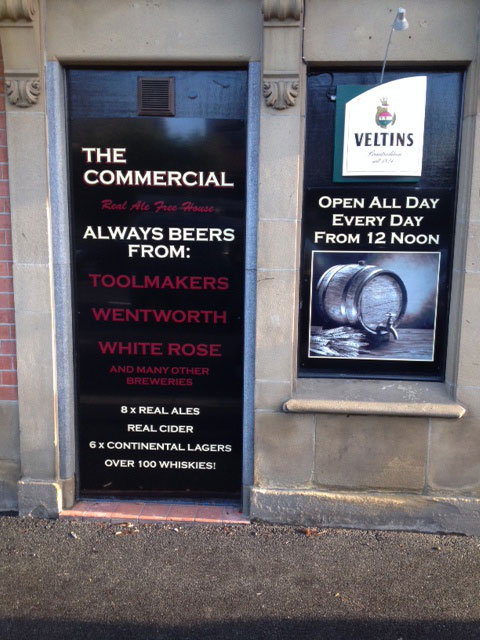 Pub signage for The Commercial