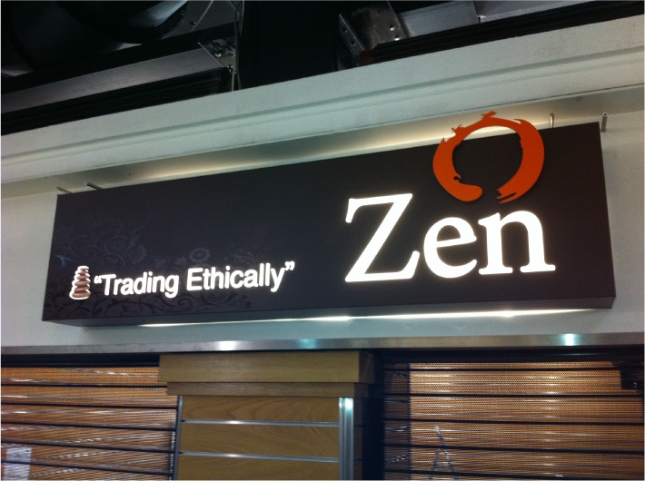 Zen store front sign