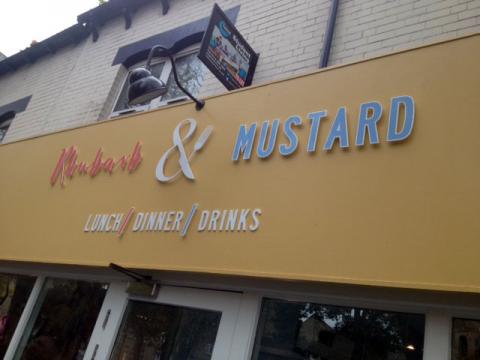 Rhubarb and Mustard restaurant signs Sheffield