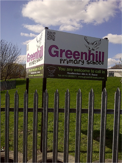 Greenhill Primary School post sign Sheffield