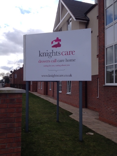 Knights Care post mounted sign